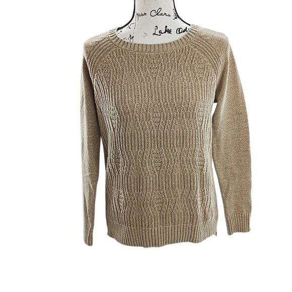 STYLUS Sweater Tan Knit Crew Neck Casual Winter Long Sleeve Womens Size Medium - Picture 1 of 8